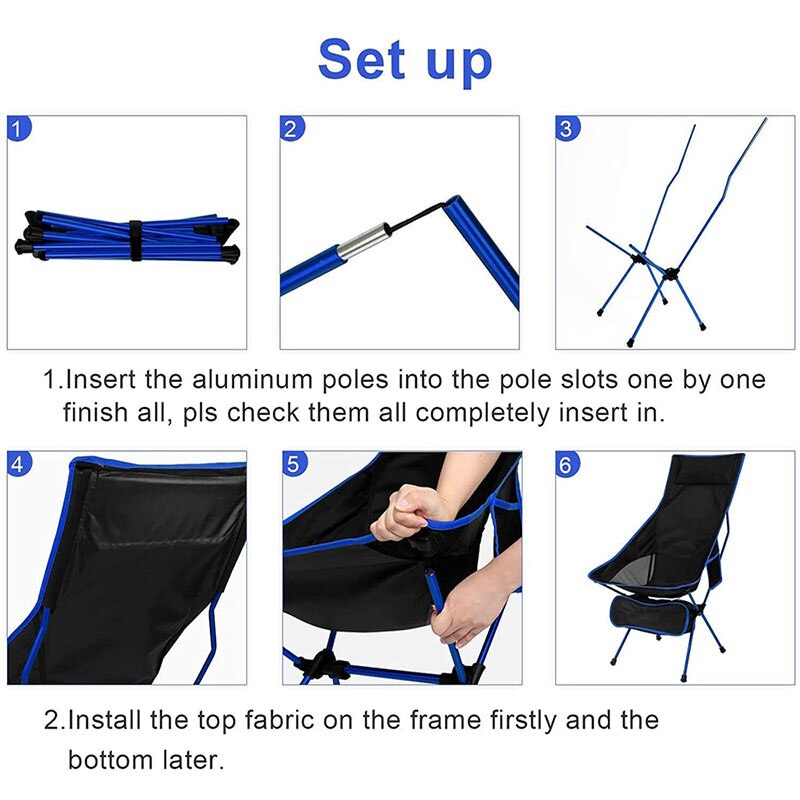 Camping moon stol foldbar bærbar udendørs møbler til travle bbq strand picnic vandreture fiskeri max belastning 150kg fiskestol