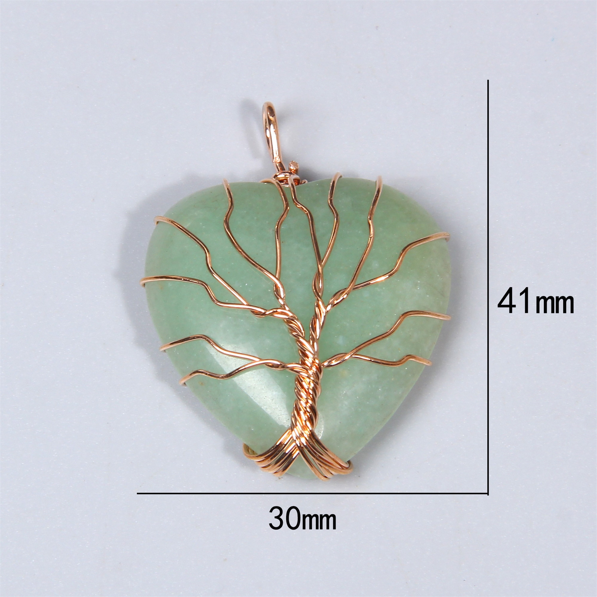 1pc verde Naturale aventurine giade gioiello di pietra del pendente per le donne degli uomini coppie di guarigione del cuore Filo Avvolto Albero della Vita pendente di fascino