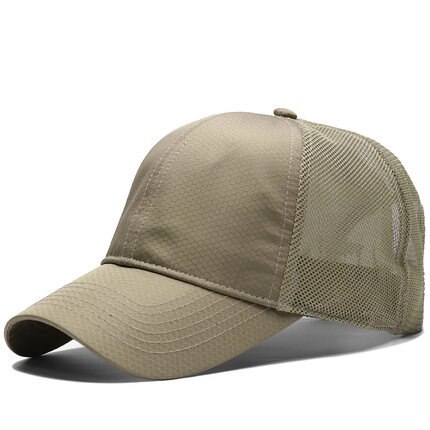 Male Large Size Peak Cap Men Summmer Mesh Truker Hats Big Bone Man Dry Quickly Cool Baseball Caps M 55-60cm L 60-65cm: Mesh Khaki / 55-60cm