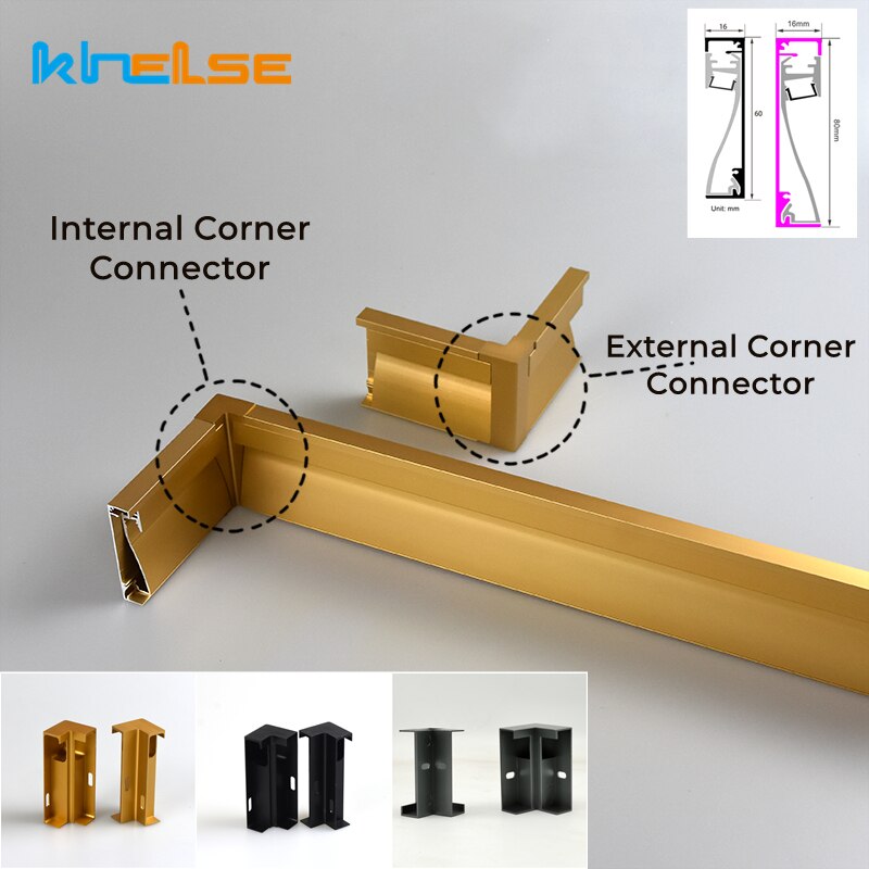 60mm/80mm LED Skirting Line Strip Light Aluminum Profile Accessories Baseboard Plastic Internal Angle External Corner Connector
