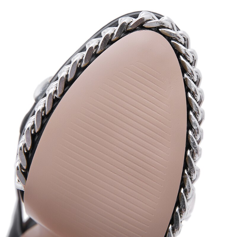 Sandalias de tacón alto con plataforma y cadena para mujer, zapatos sexys con Tanga, para , 34-42 talla grande,