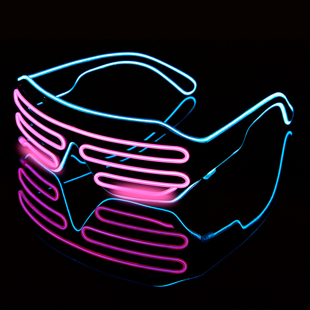 Future Punk Cyber LED lunettes lumineuses néon lueur dans le noir lunettes pour Club Bar fête Disco danse scène atmosphère accessoires: Saphir profond