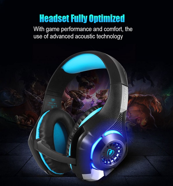 3.5mm Gaming hoofdtelefoon Oortelefoon Gaming Headset Hoofdtelefoon Xbox Een Headset met microfoon voor pc ps4 playstation 4 laptop telefoon: blue black