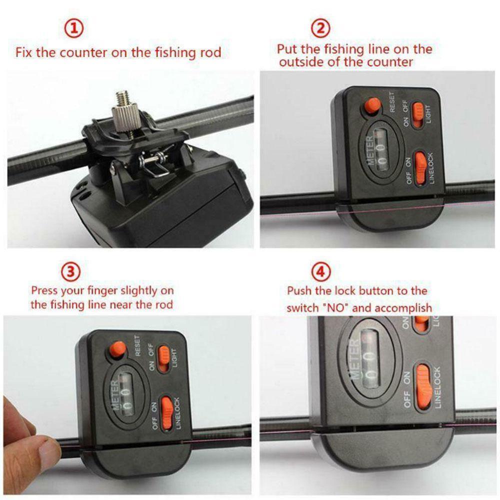 Digital Fishing Line Length Counter 299.7 Feet Depth Fishing Line Gauge Multifunction Counter Fishing Tool Tac Y4H0