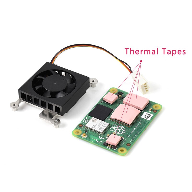 CM4 Dedicated Cooling Fan for Raspberry Pi Compute Module 4 with Thermal Tapes Heatsinks Metal Frame for Pi CM4