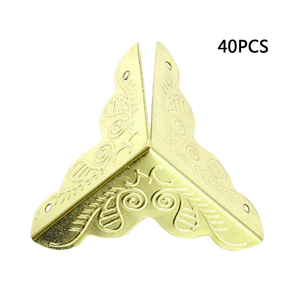 40pcs 25mm Furniture Classical Wrap Angle Antique Furniture Corner Protector Decorative Box Case Table Pad: Gold