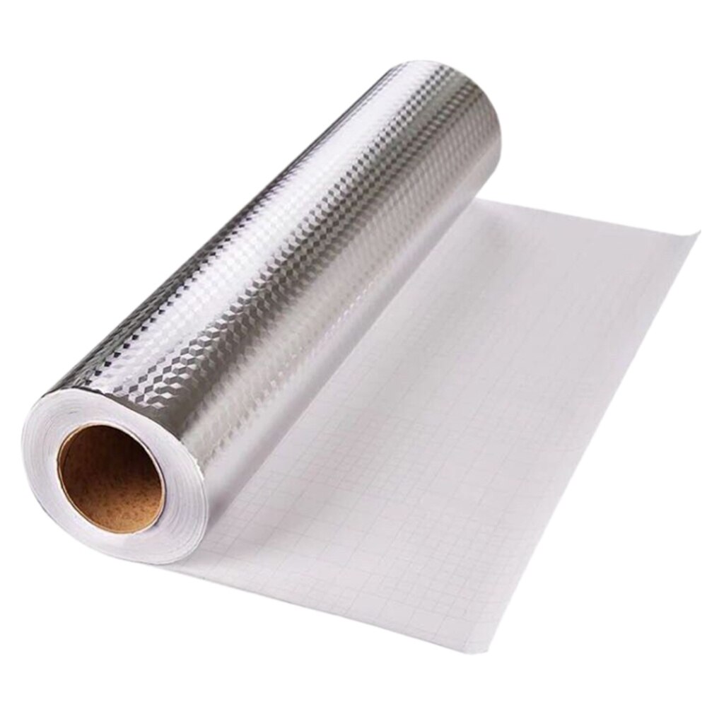 Self-adhesive Heat Resisting Waterproof Damp-proof Aluminum Foil Paper Grease-proof Oil-proof Leak-proof Wall Sticker Kitchen Su: Silver