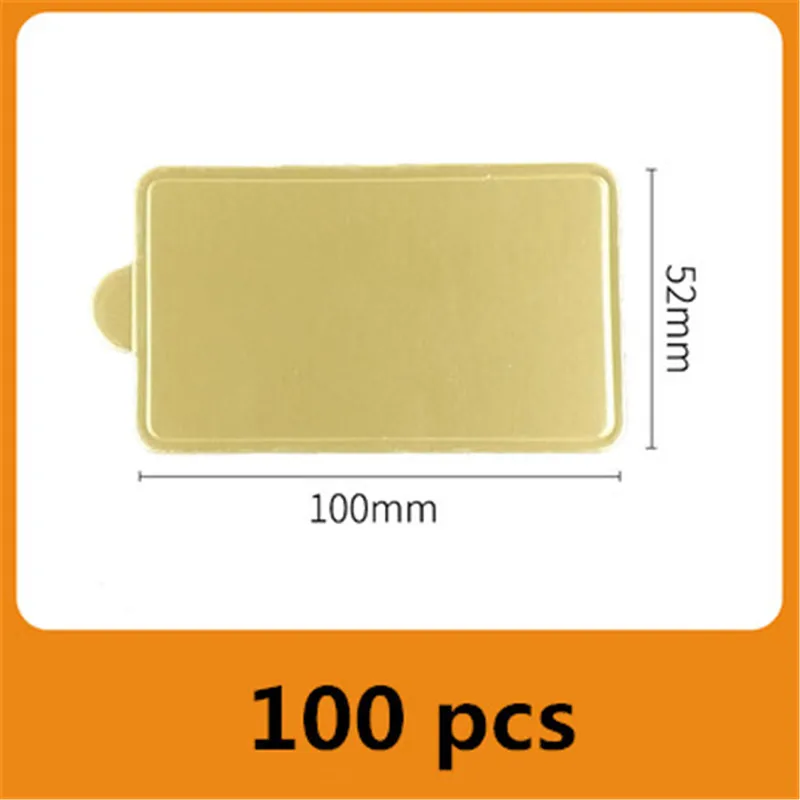 100 pcs/pack Cake Cardboard Mini Cake Boards Cupcake Dessert Tray Multi Shape Paper Golden Base Cake Pastry Decorative Kit Party: Orange