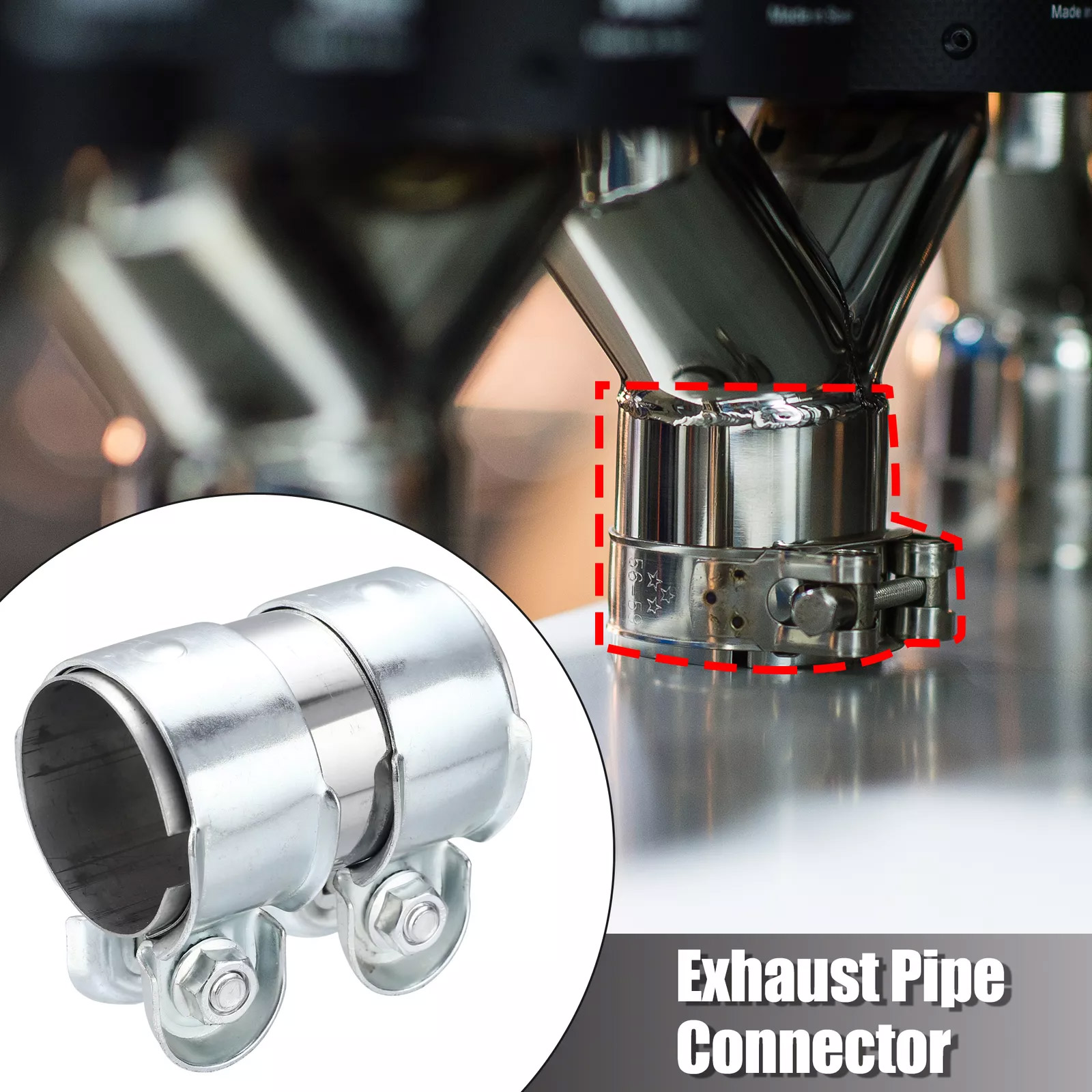 Abrazadera de escape Turbo de acero inoxidable, silenciador duradero a presión, manguera de tubo de escape, piezas automotrices duraderas, 45mm, 50mm, 60mm, 1 ud.