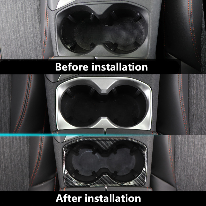 ABS Carbon fiber Water Cup Holder Frame Cover stickers For Peugeot 5008 3008 GT Interior accessories decoration