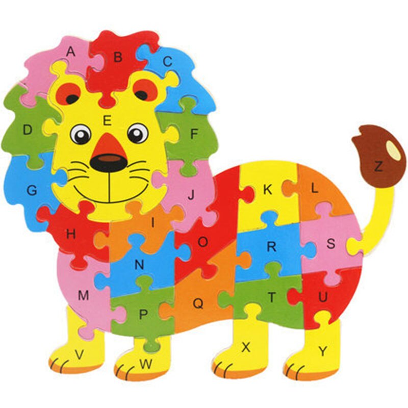 26 muster Aus Holz Tier Alphabet Frühen Lernen Puzzle Jigsaw Für Kinder baby Bildungs Learing Intelligente Spielzeug M09: Lion