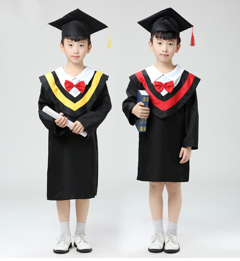 Kinderen vrijgezellenjurk optreden jurk kleuterschool afstuderen fotoshoot kleurblok halslijn strik schooluniform