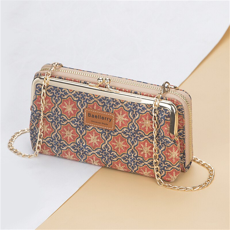 Ladies Crossbody Bag Vintage Wood Grain Handbag Multifunctional Shoulder Bag Women Mini Printed Zipper Wallet