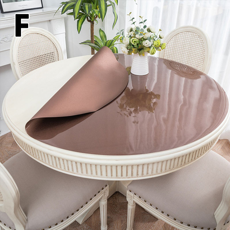 Dia 60cm Round PVC Waterproof Tablecloth Plastic Oilproof Table Cloth Soft No-wash Table Cloth For Home Kitchen Decor: F