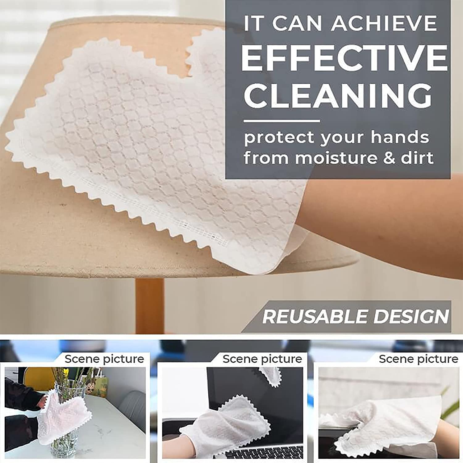 Microfiber Dusting Cloths Dust Wipe Dual-Sided Feather Duster Pet Hair Cleaning Mitt Disposable Dusting Gloves for House Kitchen