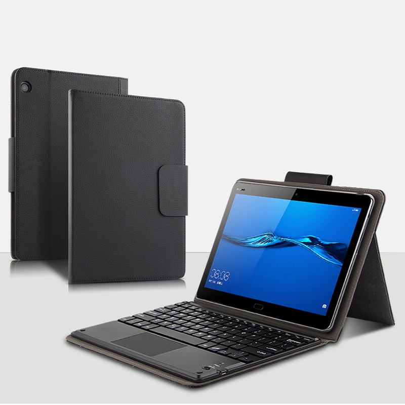 Bluetooth keyboard PU Leather Case For Huawei Mediapad M3 Lite 10 BAH-W09 AL00 10.1 inch Cover Tablet Case Protective Coque+pen: Black