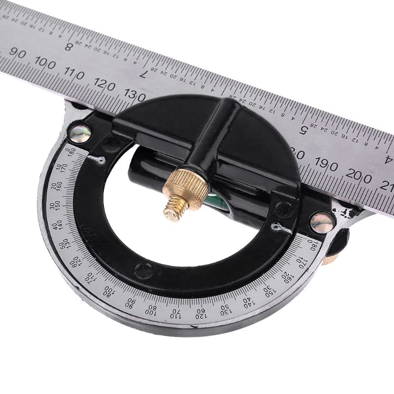Regla de ángulo transportador multifunción de acero inoxidable, herramienta de medición de nivel de espíritu, marcado de altura y profundidad, 300mm/12 ", A5YD