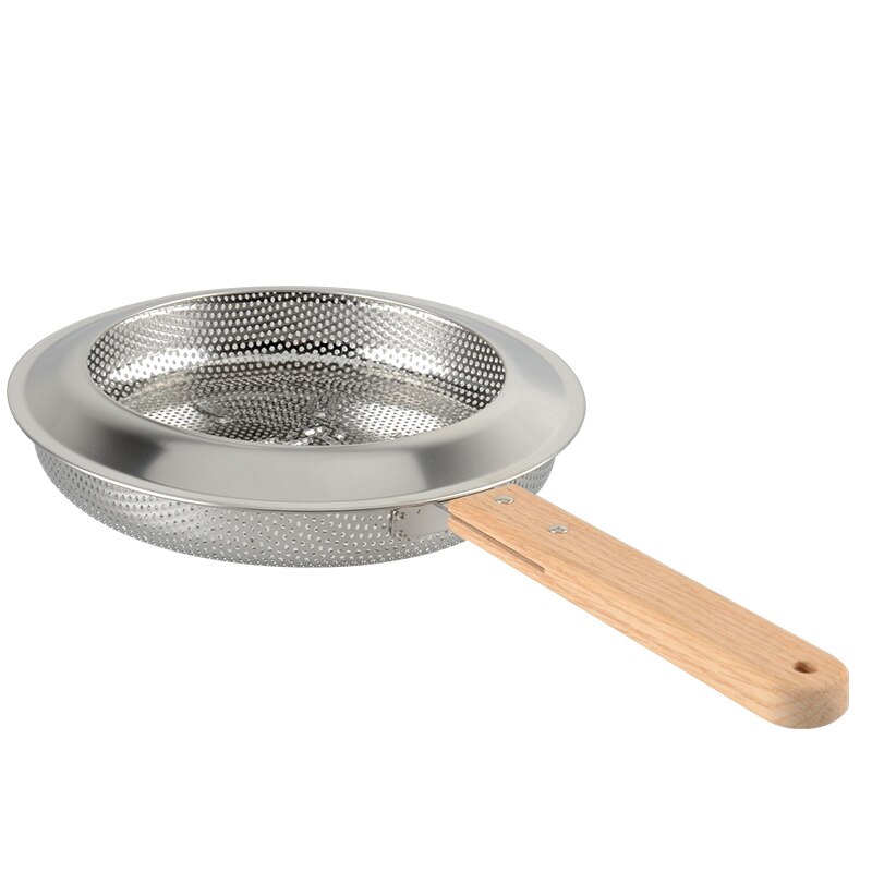 Cuillère filtrante pour filet de grains de café | En acier inoxydable, filets frits pour la cuisson des grains de café avec manche en bois de rose noir, accessoires de café