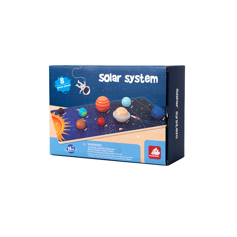 Juguetes de educación temprana de madera Montessori para bebé, rompecabezas 3D de ocho planetas, juguete cognitivo del universo, sistema Solar, tablero a juego de planetas