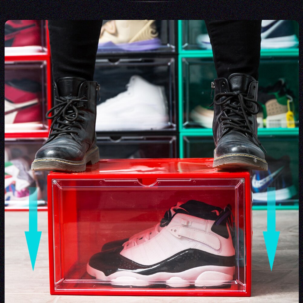 Clear Luminous Shoe Box with LED Light Sound Control Shoe Storage Boxes Large Capacity Boots Sneakers Organizer