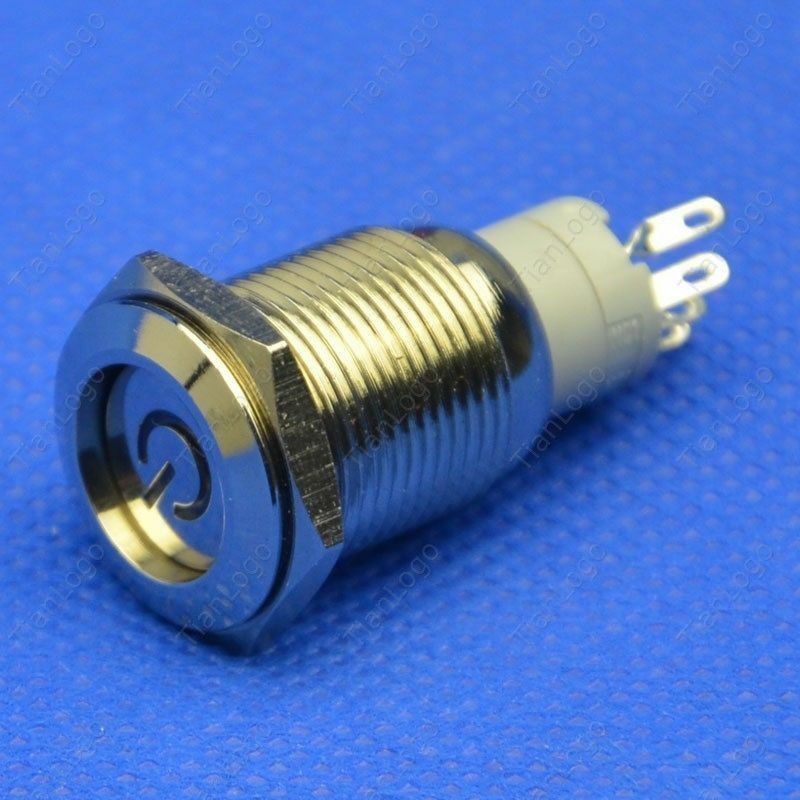 19mm DC 12V Push Power Button Angel Eye Led Metal Switch Latching 5A Push ON OR Off F/ Auto CAR Lock