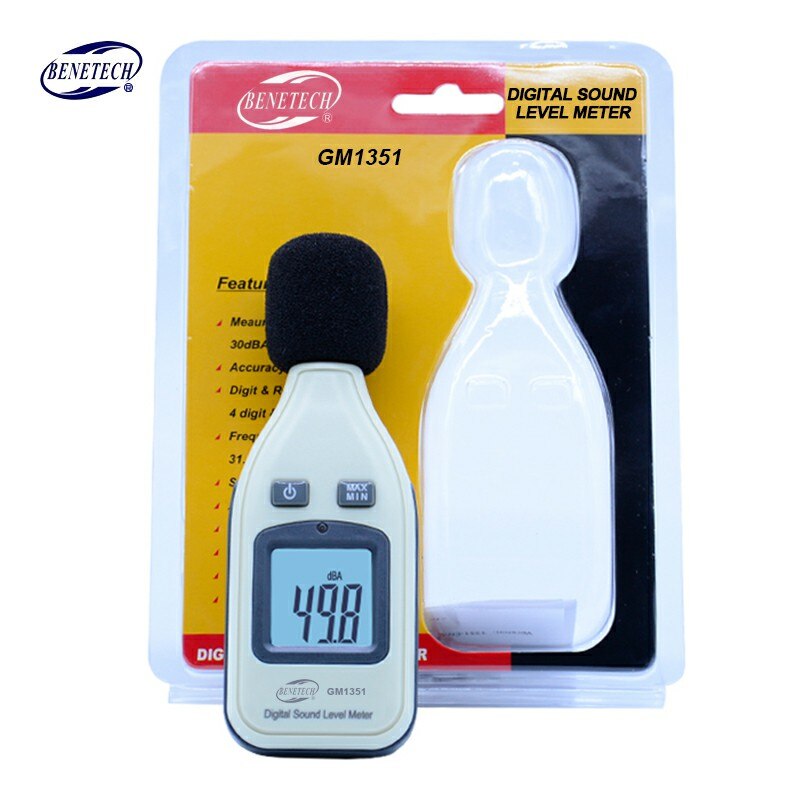 BENETECH Digital Noise Sound Level Meter GM1351 Noise Tester 30-130dB in decibels 4digits LCD Analyzer Tester