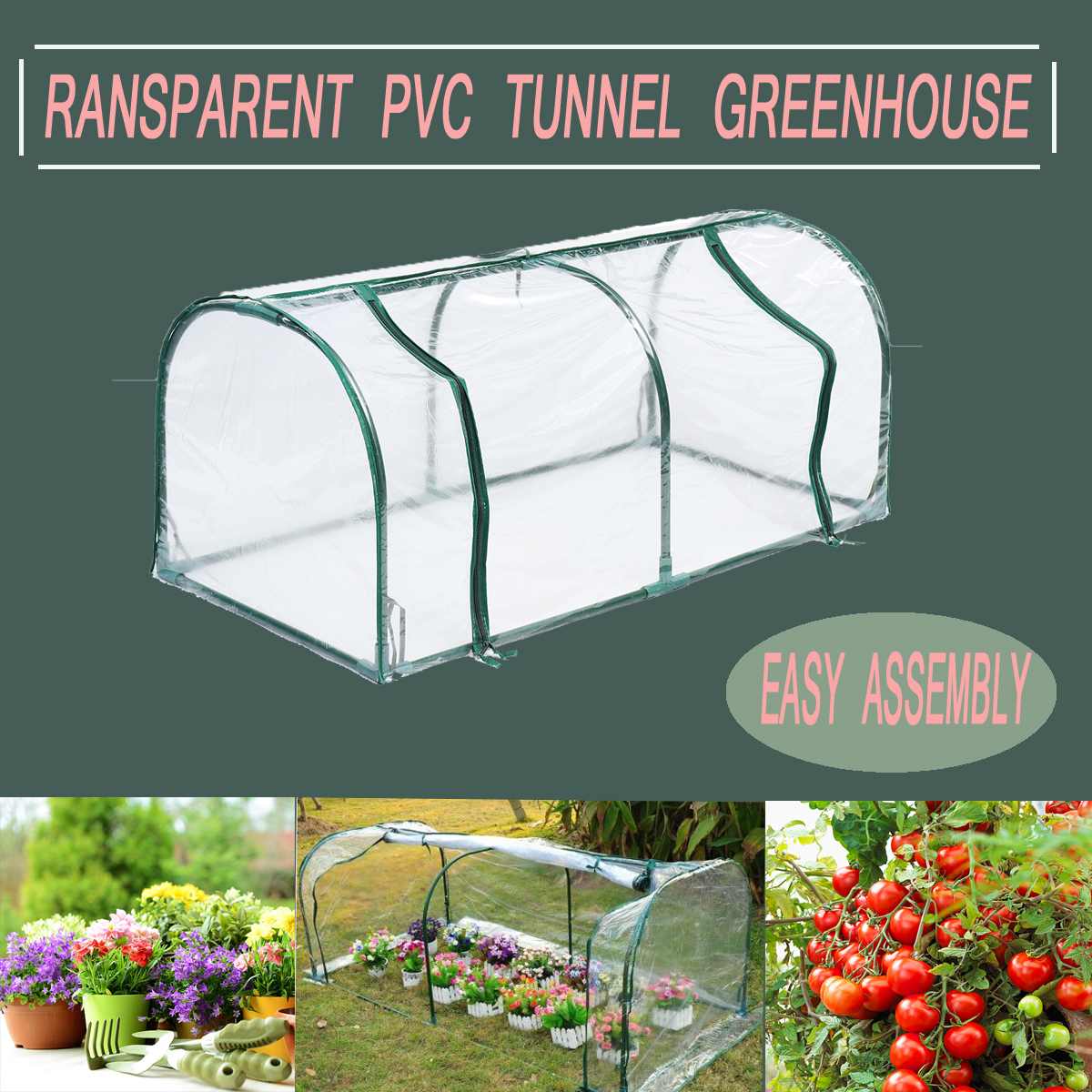 128 x 60 x 58cm pvc lämmin puutarhakasvi kasvihuoneen kansi irrotettava teräsrunko ulkokasvien kansi vetoketju puutarhakasvihuone