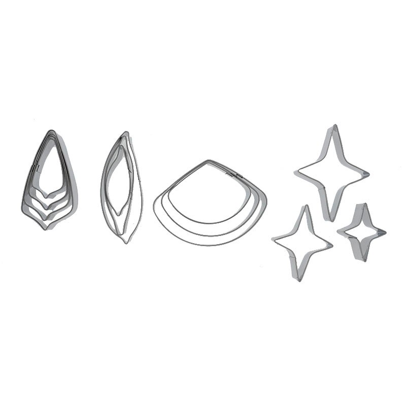 13Pcs Rvs Ster Fan Vorm Polymeer Klei Snijders Boetseerklei Gereedschap Diy Keramische Aardewerk Jewlery Hanger Snijden