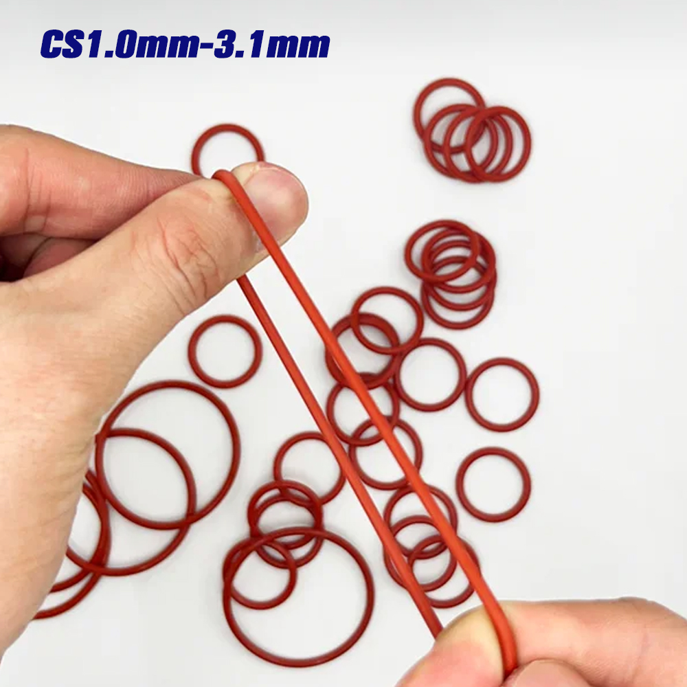 O-Ring-Dichtungen, Dichtung, Silikon, roter O-Ring-Dichtungssatz, ölbeständige O-Ringe, Gummi-O-Ring, Hochtemperatur-VMQ-Unterlegscheibe, CS1,0 mm–3,1 mm