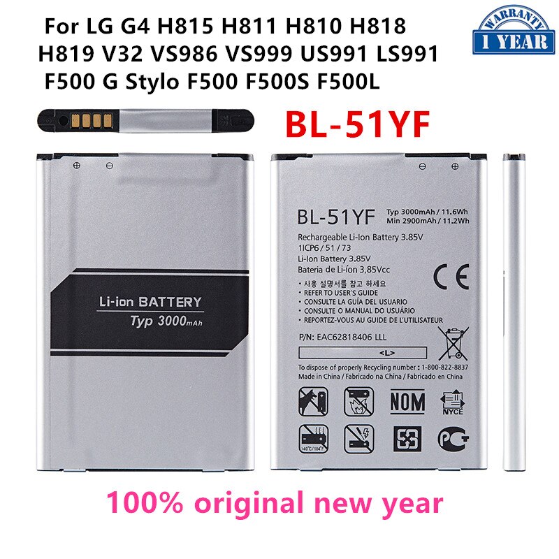 BL-41A1H BL-44E1F BL-44JN BL-44JR BL-45B1F BL-47TH BL-48TH BL-49JH BL-49SF BL-51YF BL-53YH BL-59JH Batterij Voor Lg G3/G4/V10/V20