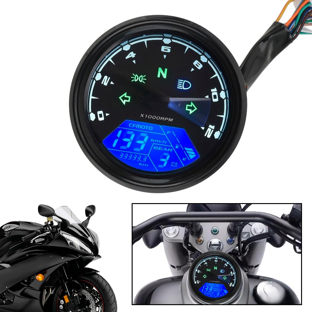 Night vision Dial Odometer LED Multi-function Digital Indicator Tachometer Fuel Meter Universal Motorcycle Panel Speedometer