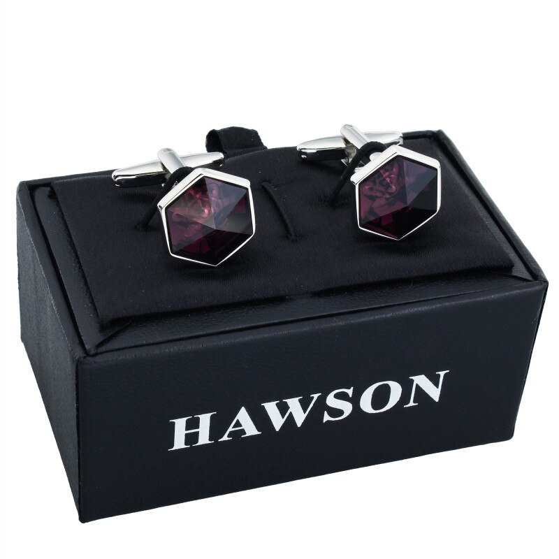 HAWSON Indigo Button Cover Cufflinks and Studs for Men Hexagon Shape Men Shirt Buttons Tuxedo for Business Wedding Ceremony