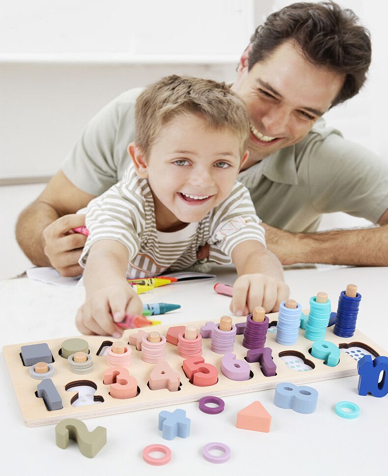 Førskole trælegetøj tælle geometrisk form kognition baby tidlig uddannelse læremidler matematik legetøj til børn pædagogisk legetøj