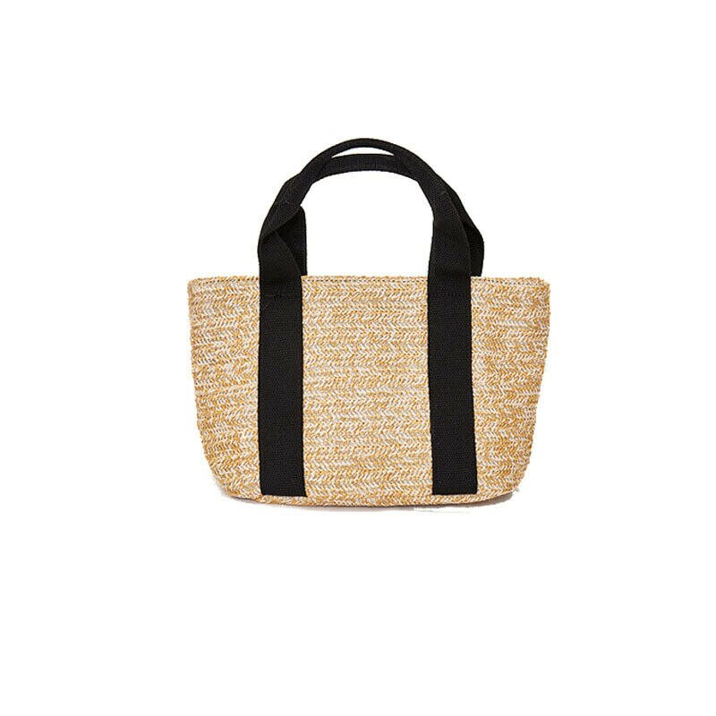 Style Summer Women Beach Straw Woven Portable Tote Bags Girls Vintage Rattan Basket Shoulder Bag: A