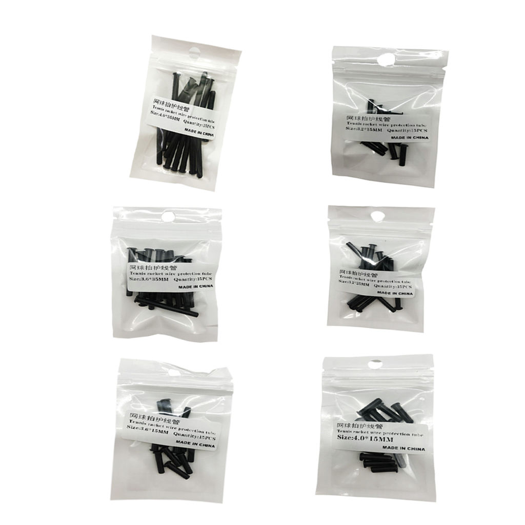 Œillets de raquette de Tennis, pièces noires, outils de remplacement, accessoires de cordage, Tubes de Protection universels, 15x