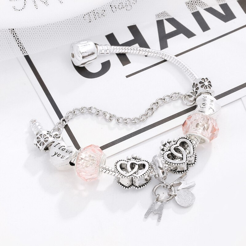 Boosbiy verzilverde mama hangers bedelarmband voor vrouwen, geschikt voor een liefdeshart bedelarmband, moederdag sieraden
