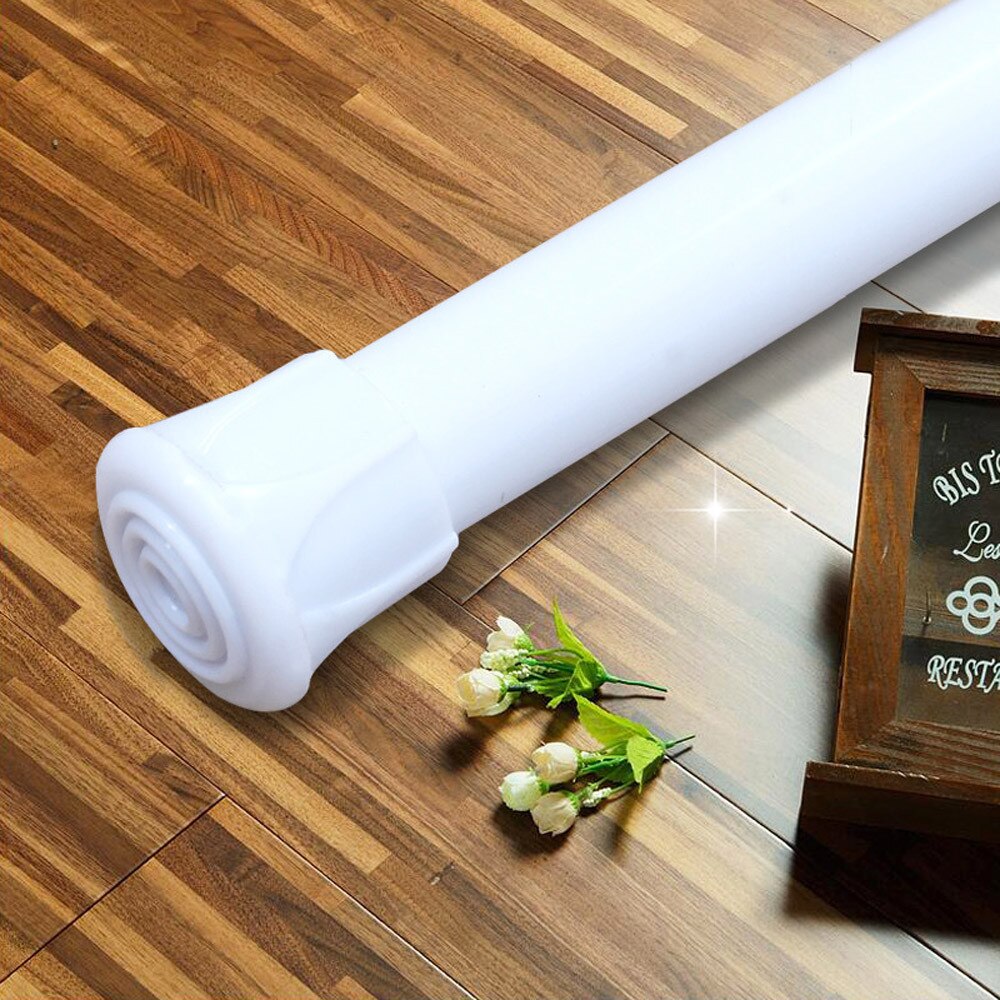 Spring Loaded Telescopic Net Voile Tension Curtain Rail Pole Shoes Rack Wardrobe Extendable Rod corchetes para ropa #10F