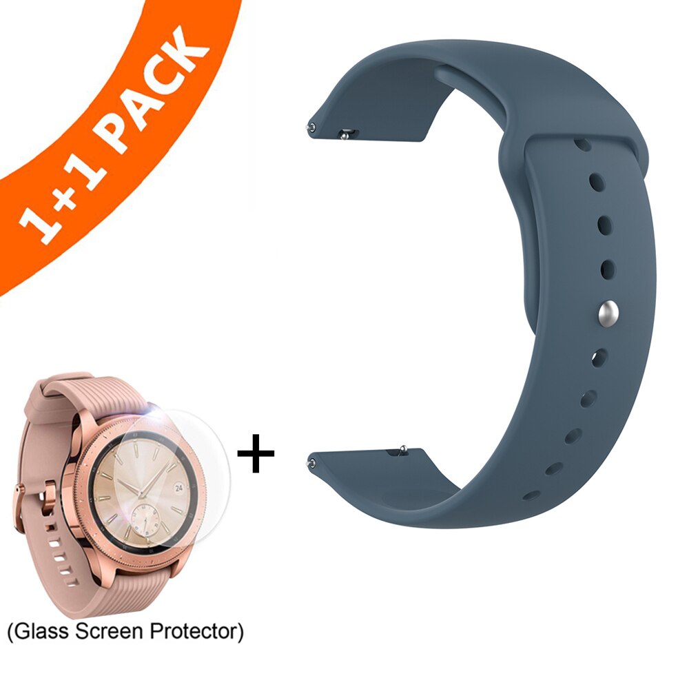 20mm armbånd til samsung galaxy ur 42mm rems silikonebånd til samsung gear  s2 classic 732 med glasbeskyttelsesfilm: Sten cyan