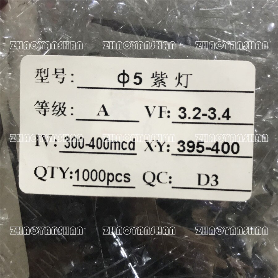 Uv led 5mm led diode lampada uv kralen paars rond 1000 stuks golflengte : 395-400nm ultraviolet lamp