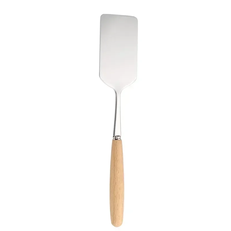 Espátula para cocinar carne con cabeza cuadrada de acero inoxidable, mango de madera, pala para Pizza, rascador de carne y panqueques, utensilios para barbacoa para Cocina