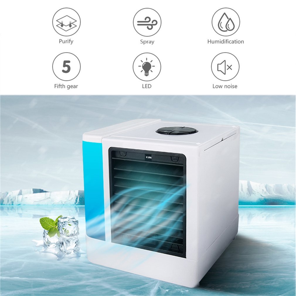 7 Light USB Mini Portable Air Conditioner Air Cooler Fan Desktop Space Cooler Personal Space Air Cooling Fan For Room Home