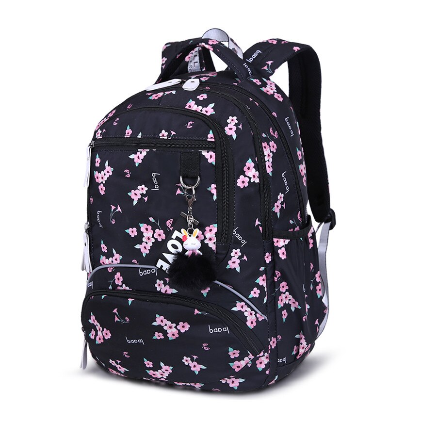 Okkid School Rugzak Voor Meisjes Roze Kersenbloesems Afdrukken Rugzak Kids Schooltas Leuke Rugzakken Voor Kinderen Boek Zak: black flower