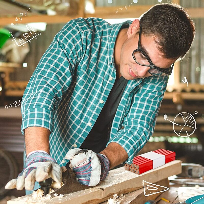 36 Stuks 7 Inch Bouw Potloden Hardhout Potlood Achthoekige Platte Timmerman Potloden Houtbewerking Markering