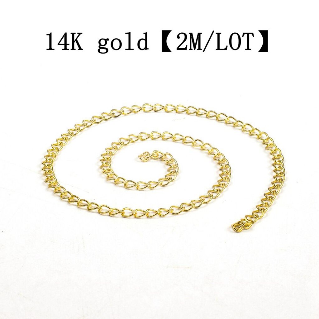 Correntes ovais de arco-íris com 2 metros/pake, 1.5mm 2.5mm, corrente de ligação oval para fazer joias, acessórios de correntes o planas para pulseira diy