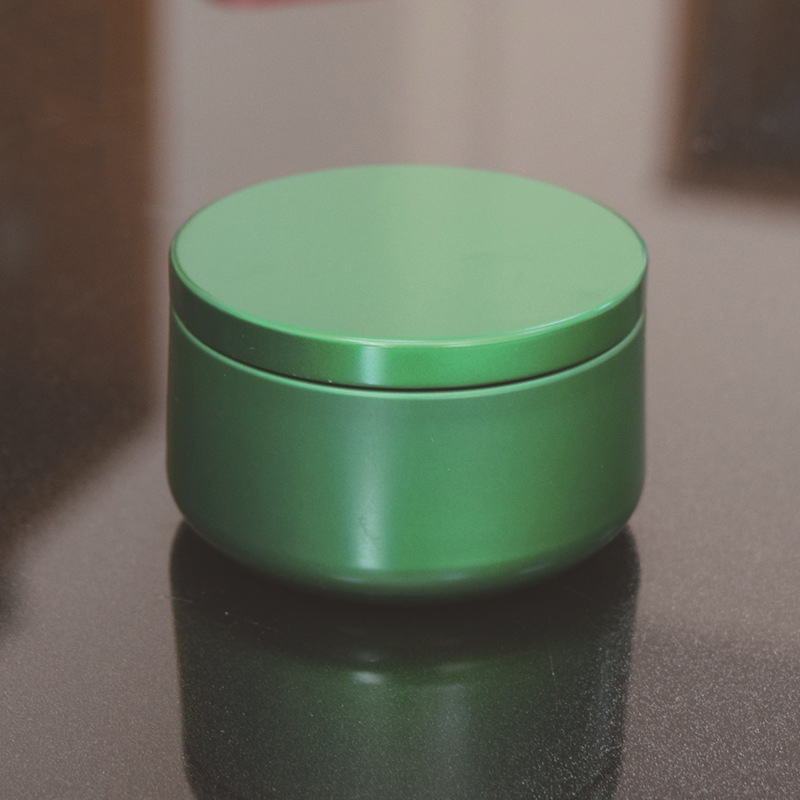 Tarros de lujo para velas con tapa de patrón de madera, contenedor redondo a granel, latas vacías, caja de almacenamiento de dulces, bote de cosméticos, negro y dorado, 6oz: green