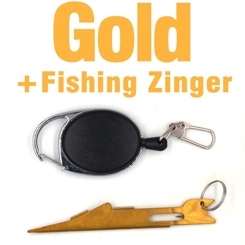 MNFT Quick Nail Knot Tying Tool / Knot Tyer Hook Tier & Hook Eye Cleaner For Fly Fishing Tackle with Retractor Zinger Carabiner: Gold Fishing Zinger