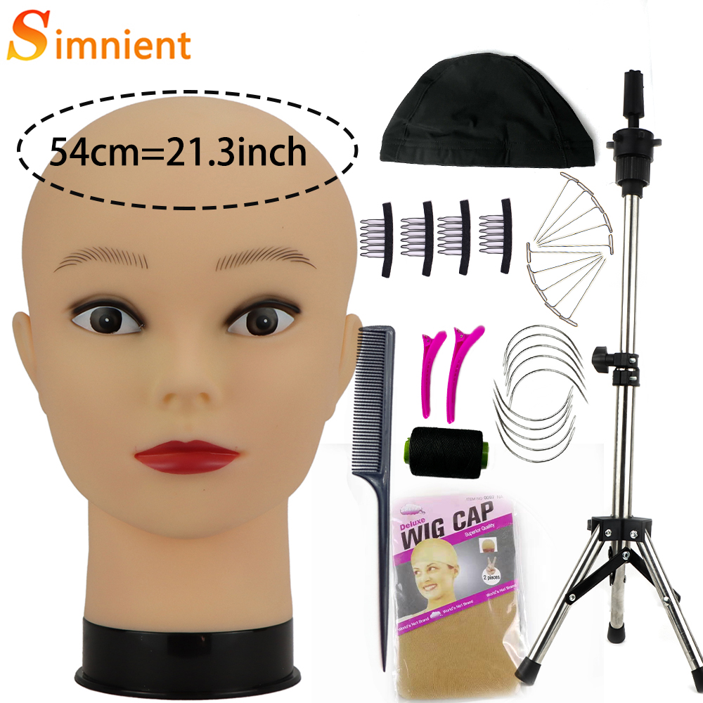 Cabeza de maniquí con trípode para hacer peluca, sombrero, gafas, máscara, exhibición, cosmetología, cabeza de maniquí para práctica de maquillaje, Kit de instalación de peluca