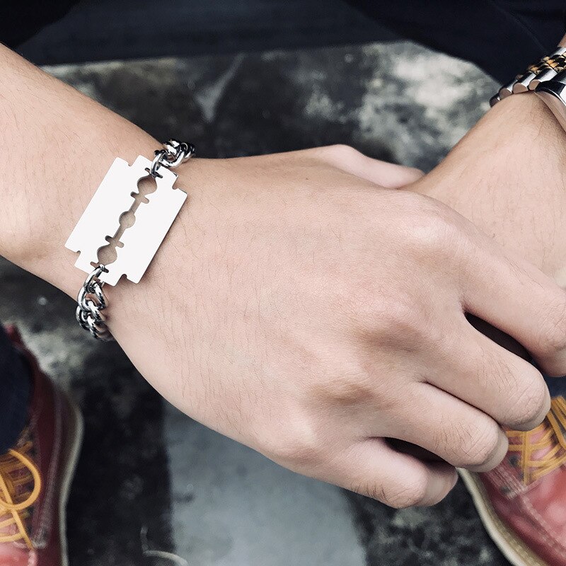 RUIYI C5 steel bangle manbracelet crooss shape jewelry most popular bracelet for man blade birthday