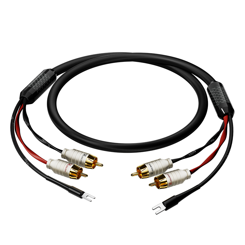 TODN Audio 2RCA-kabel met aarddraad Zwarte tape-speler LP Vinyl Platenspeler Versterker Chassis Vergulde stekker