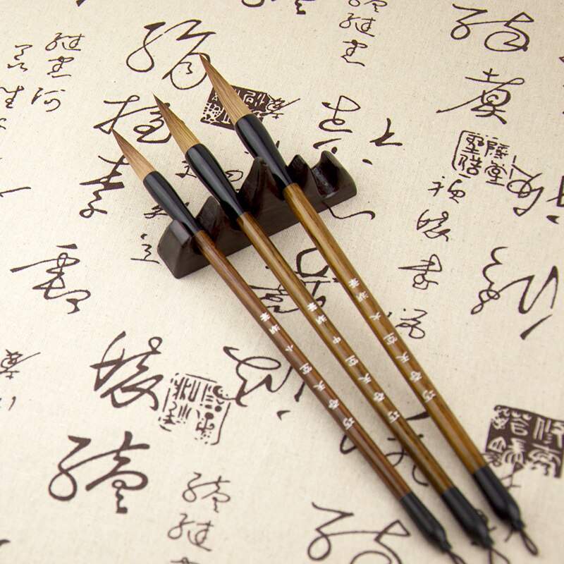 Chinese Traditional Calligraphy Brush Pen Set Large Small Regular Script Writing Brushes Weasel Hair Chinese Brush Pen 3pcs